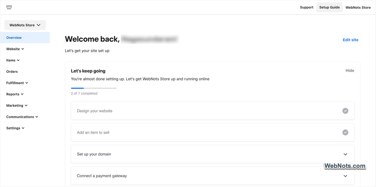 Weebly Dashboard