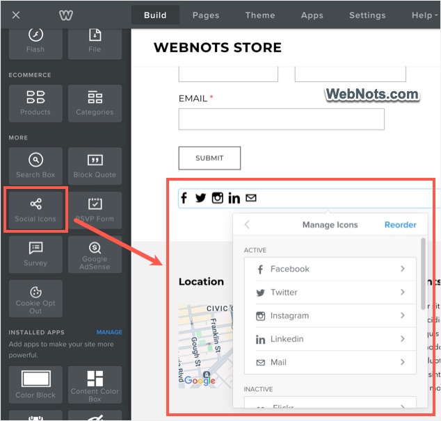 Weebly Social Icons