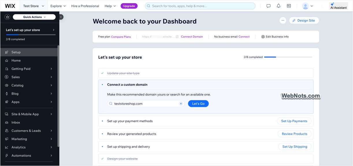 Wix Dashboard