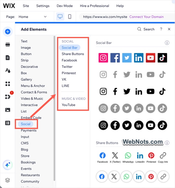 Wix Social Elements
