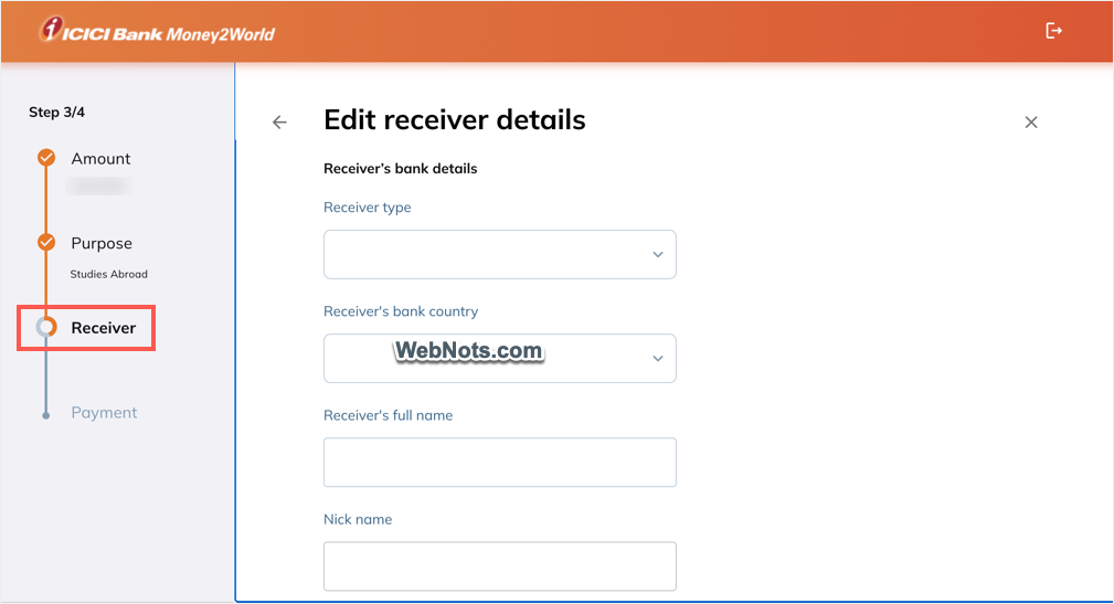 Provide Receiver Details