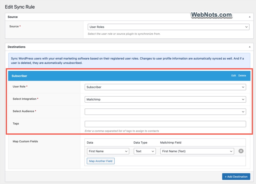 Sync Role to Mailchimp List