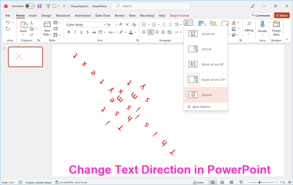 How To Rotate Text And Change Text Direction In Microsoft Powerpoint