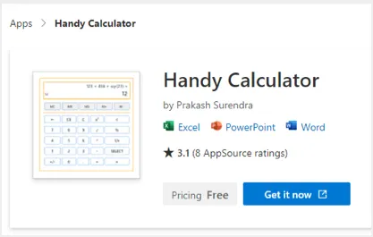 Handy Calculator Word Add-in