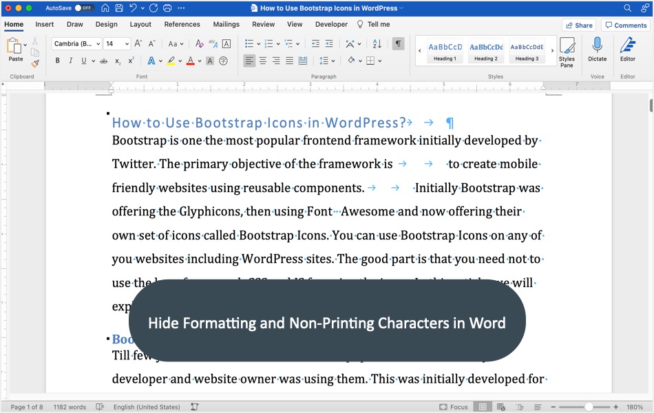 How To Hide Formatting And Paragraph Marks In Word Webnots