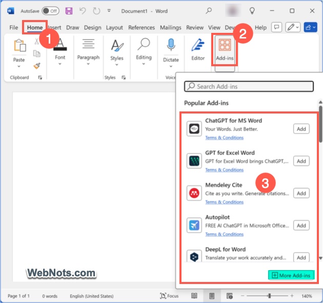 Install Add-in in Word