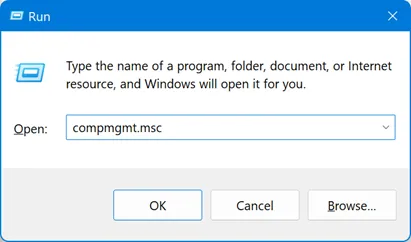 Open Disk Management App in Windows