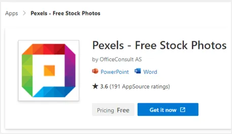 Pexels - Free Stock Photos Word Add-in