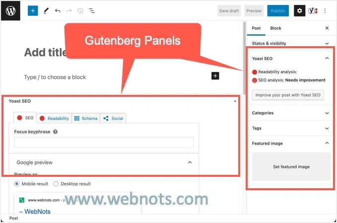 Paneles de Gutenberg en WordPress