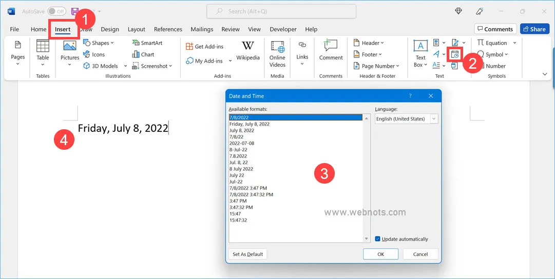 How to Insert Date and Time in Microsoft Word Windows and Mac? WebNots