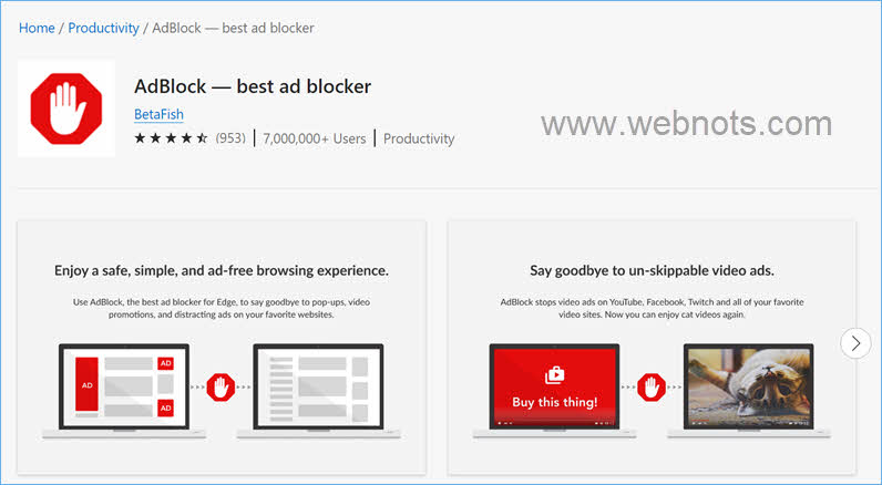 Extensión AdBlock para Edge