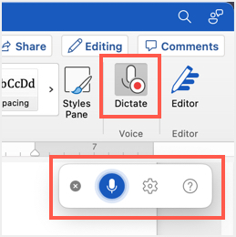 voice typing microsoft word mac