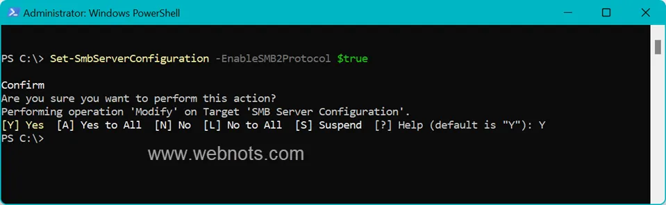 Enable SMB from Windows PowerShell