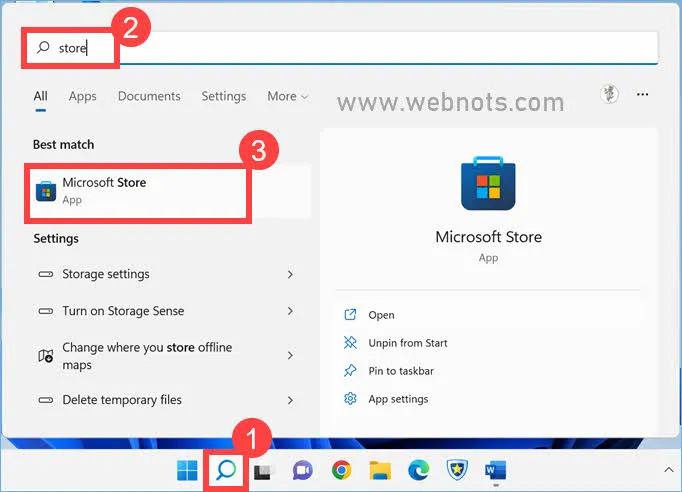 Open Microsoft Store in Windows 11