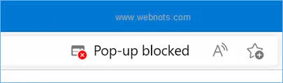 Ventana emergente de notificación bloqueada en la barra de direcciones de Edge