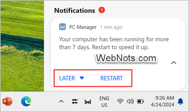 Shutdown Notification from Huawei PC Manager