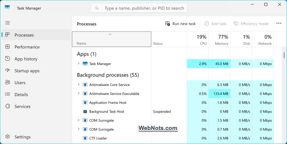 Task Manager in Windows 11