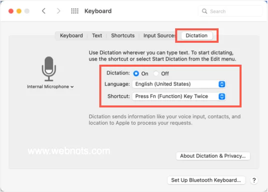 Enable Dictation in macOS