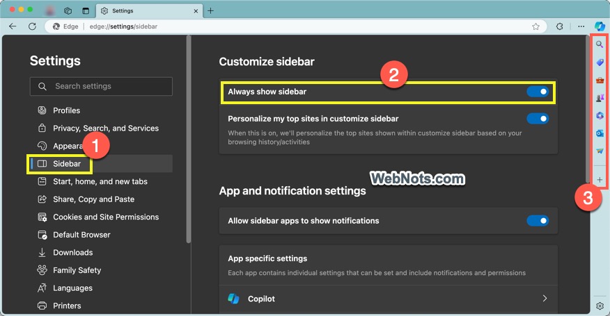 Show Edge Sidebar