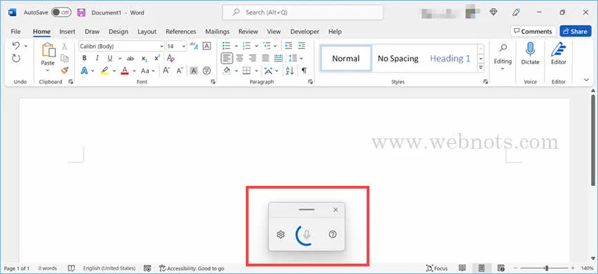 Using Windows Voice Typing in Word