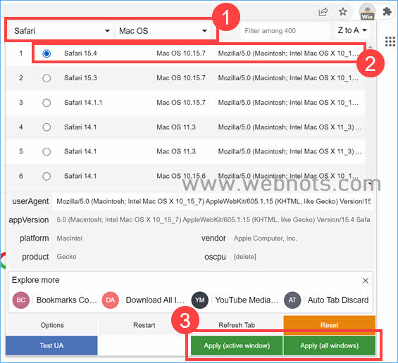 Apply User Agent Change