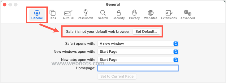 Revert Safari as Default Browser in Mac