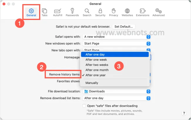 safari delete history automatically