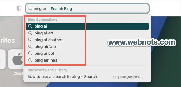 Search Suggestions in Safari Mac