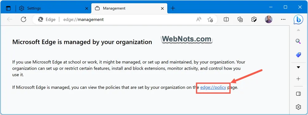 Edge Management Setting Page