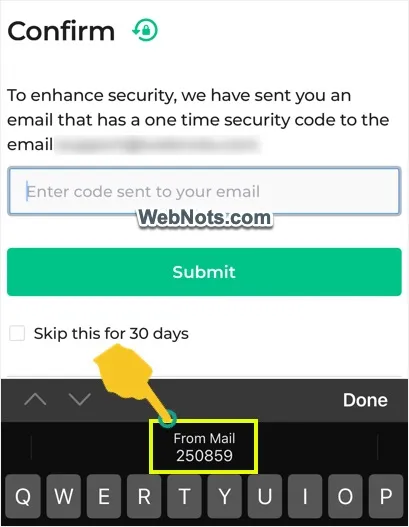 Verification Code from Mail Shows in Login Form