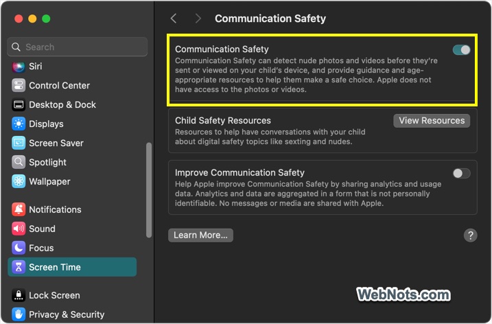 Communication Safety on Mac
