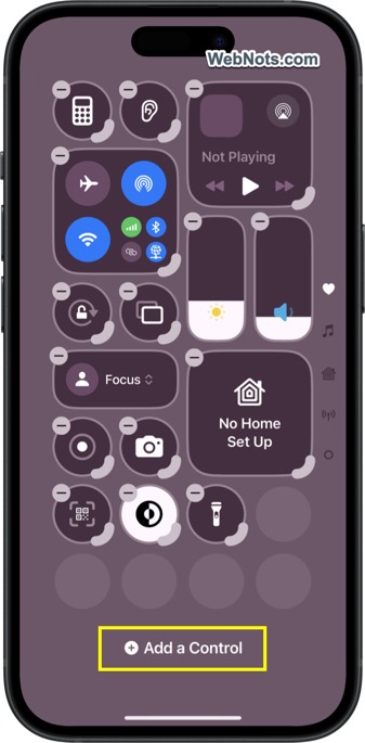 Add a Control in Control Center