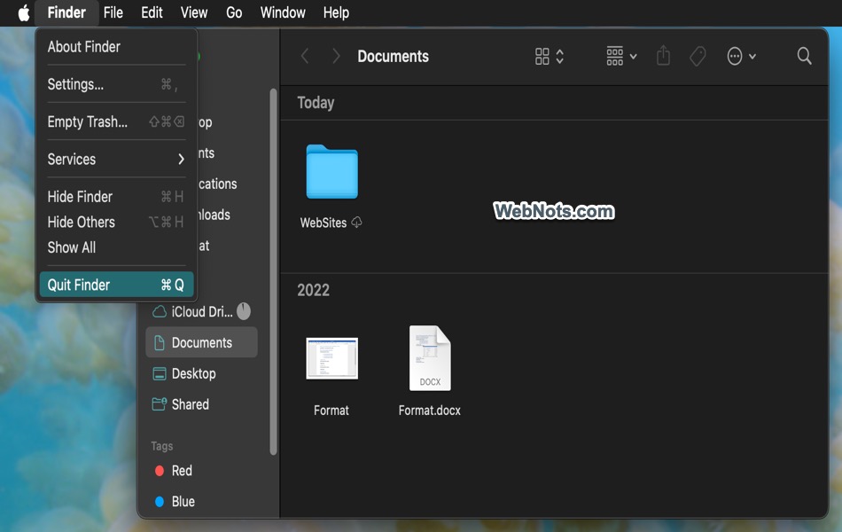 Add Quit Finder in Mac Finder App