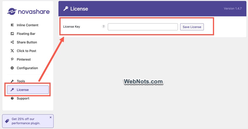 Enter Novashare License Key