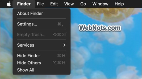 Finder Menu with Quit Option
