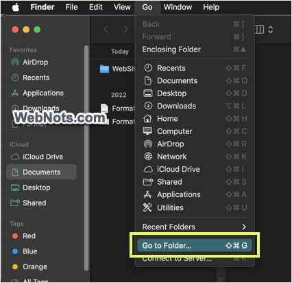 Go to Folder Menu in Finder