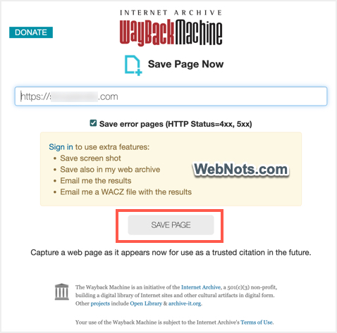 Manually Submit Page for Saving in Archive