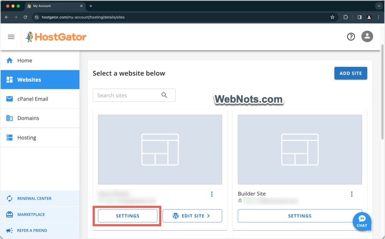 Open Website Settings