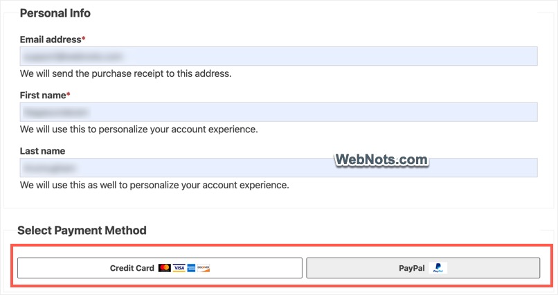 Select Payment Options