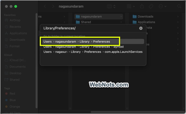 Select Preferences Folder to Open