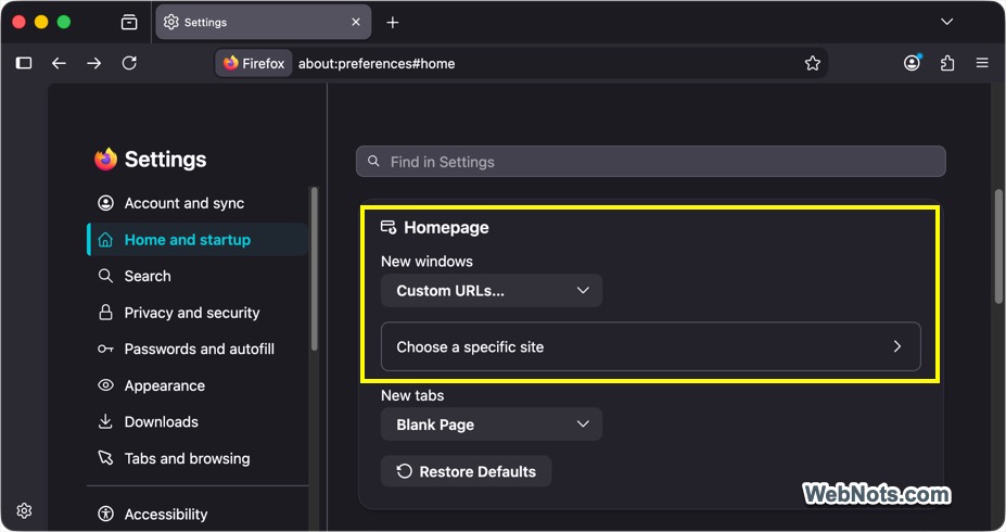 Set Custom URL as Homepage