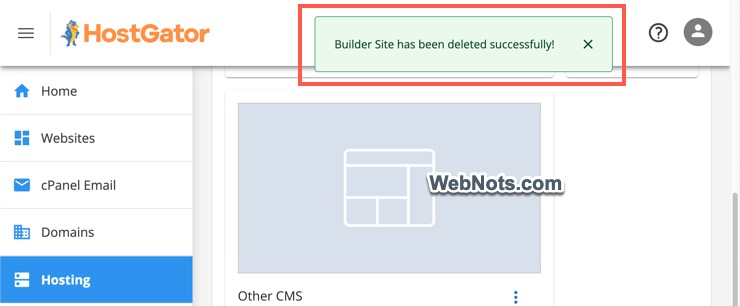 Site Deleted Successfully