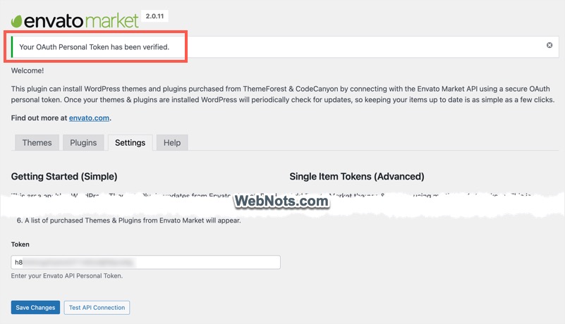 Token Added in WordPress
