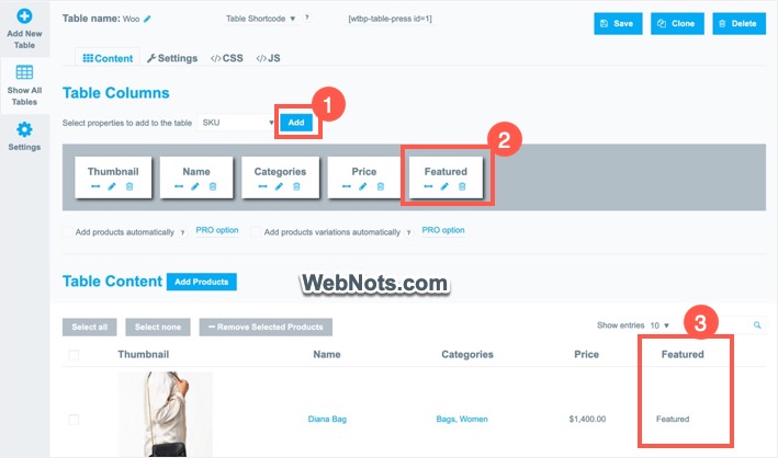 Add Featured Column in Product Table