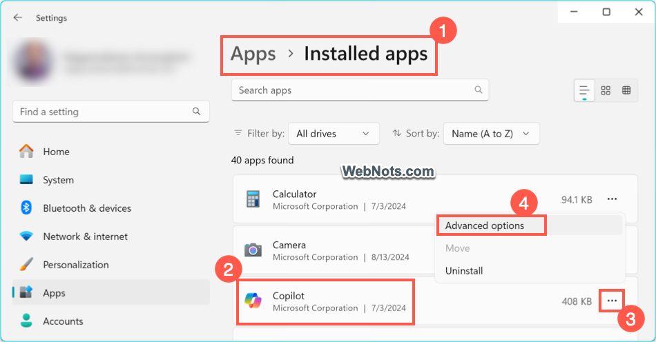 Advanced Options for App