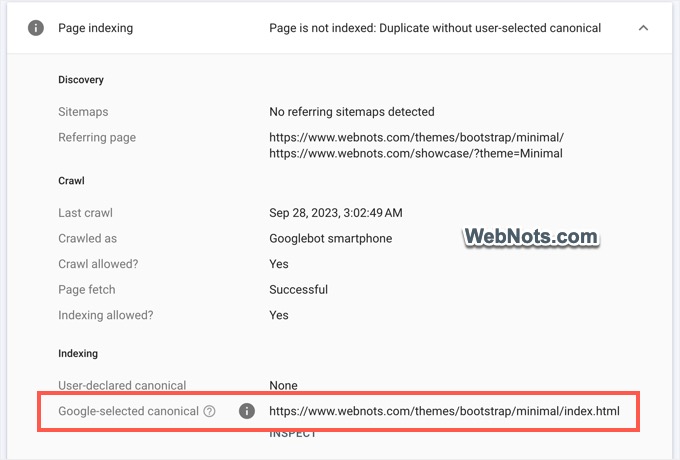Check Google Selected Canonical URL