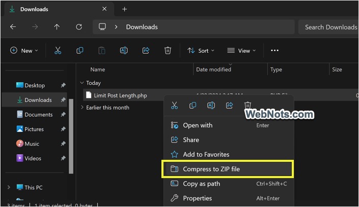 Compress ZIP File in Windows