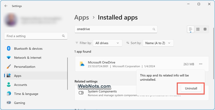 Confirm Removing OneDrive