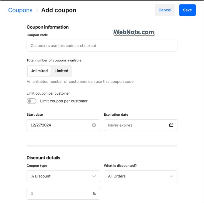 Create Weebly Coupon Code