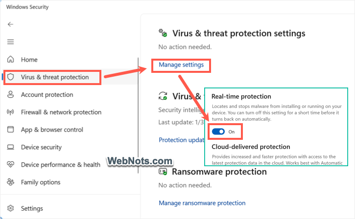 Disable Real-Time Protection